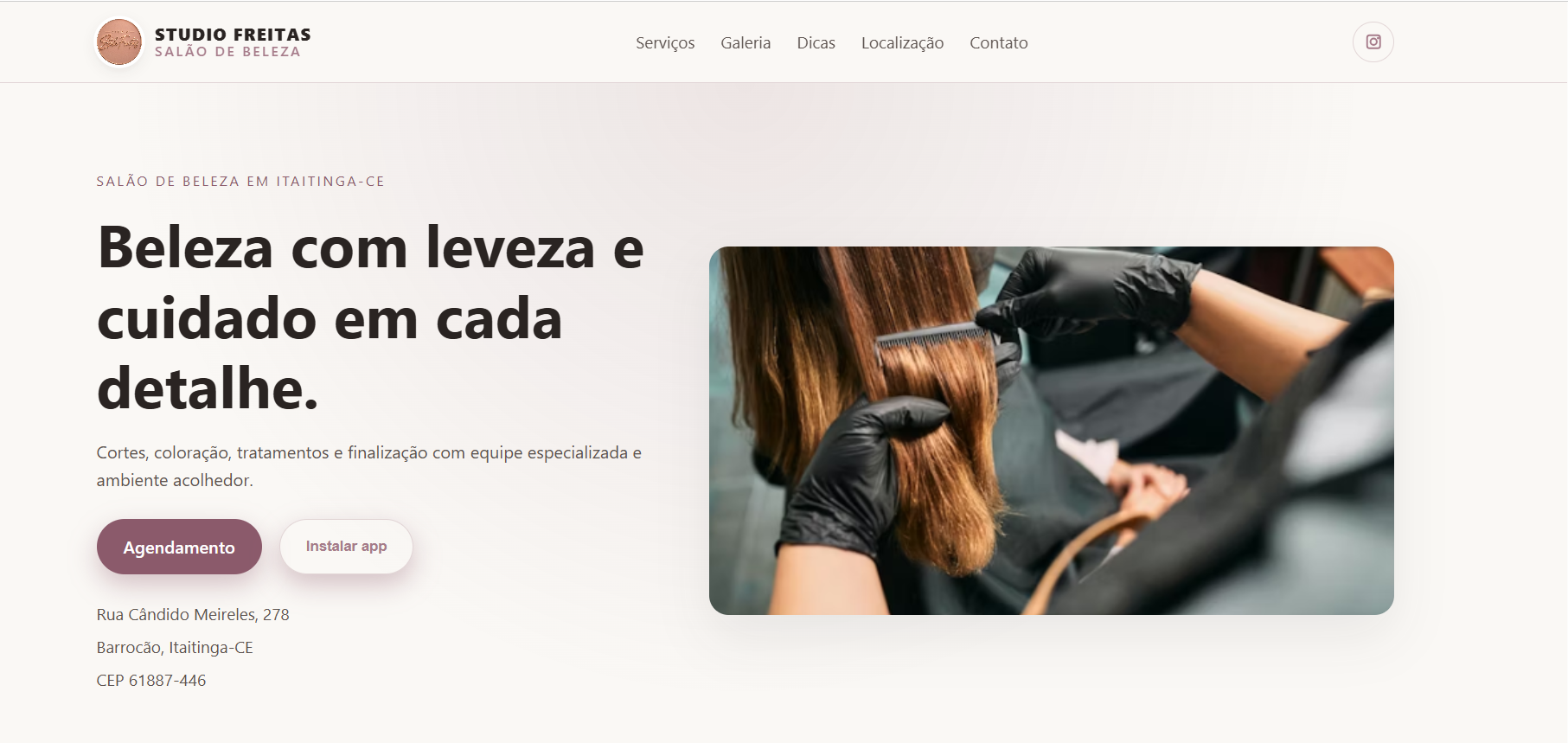 Studio Freitas - Site de salão de beleza